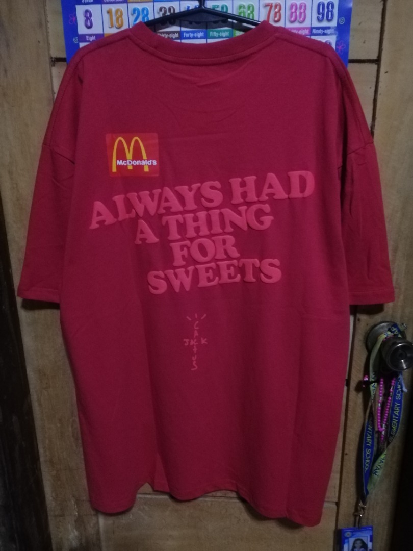 TRAVIS SCOTT APPLE PIE MCDO, Men's Fashion, Tops & Sets, Tshirts & Polo Shirts on Carousell