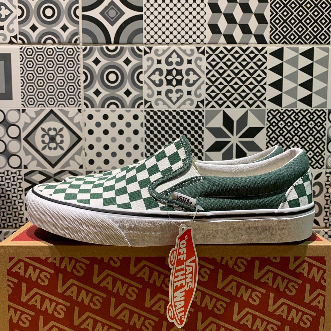 Green checkerboard vans clearance