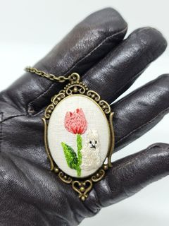 Victorian-Inspired Hand-Embroidered Necklace
