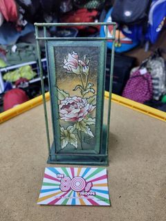 Vintage Stained Glass Shield Floral Motif Candle Holder