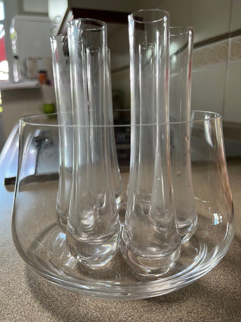 6 Vodka shot glasses in ice bucket set