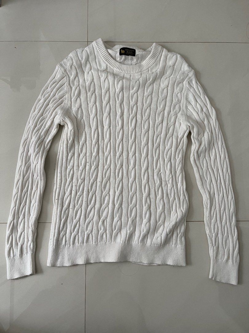 White cable knit top
