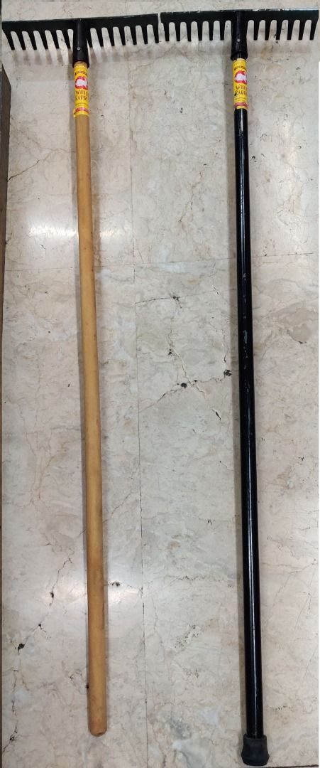 white rabbit garden rake 14 teeth (Category: Gardening Tools & Ornaments) located in Caloocan City. Submitted by hansoliver69352 (Listing ID 1242738925, Image 1). Description: white rabbit garden rake 14 teeth wood handle rake - 300 steel handle rake - 330 open for reseller price pick up @567 juan luna st. binondo manila or delivery via courier shoulder by buyer..