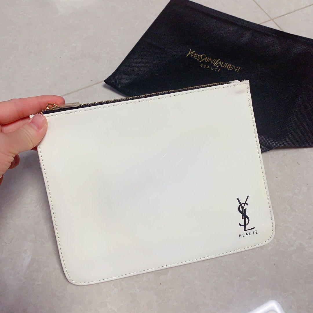 YSL Beauty Make-up Pouch (Colour: White), Women's Fashion, Bags & Wallets,  Purses & Pouches on Carousell