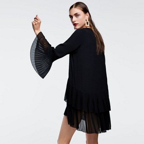 Black ruffle dress zara clearance