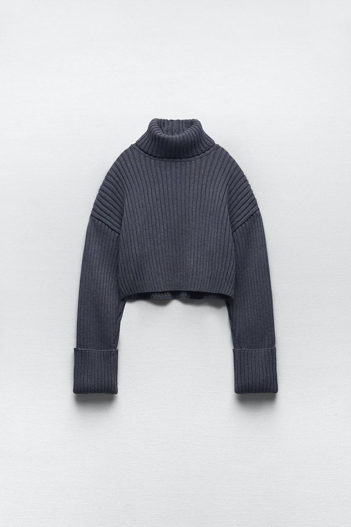 zara ribbed knit cropped sweater, Women's Fashion, Tops