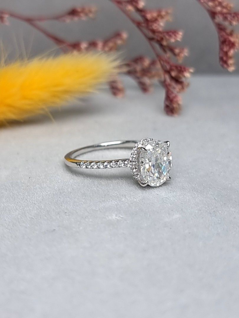 2.00ct Oval Shape Crushed Ice Moissanite Diamond Ring Women s