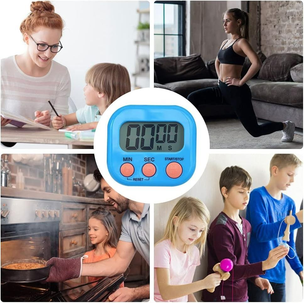 Timer, Kitchen Timers for Cooking Classroom Timer for Kids Teachers  Magnetic Digital Timers 2 Pack, Blue