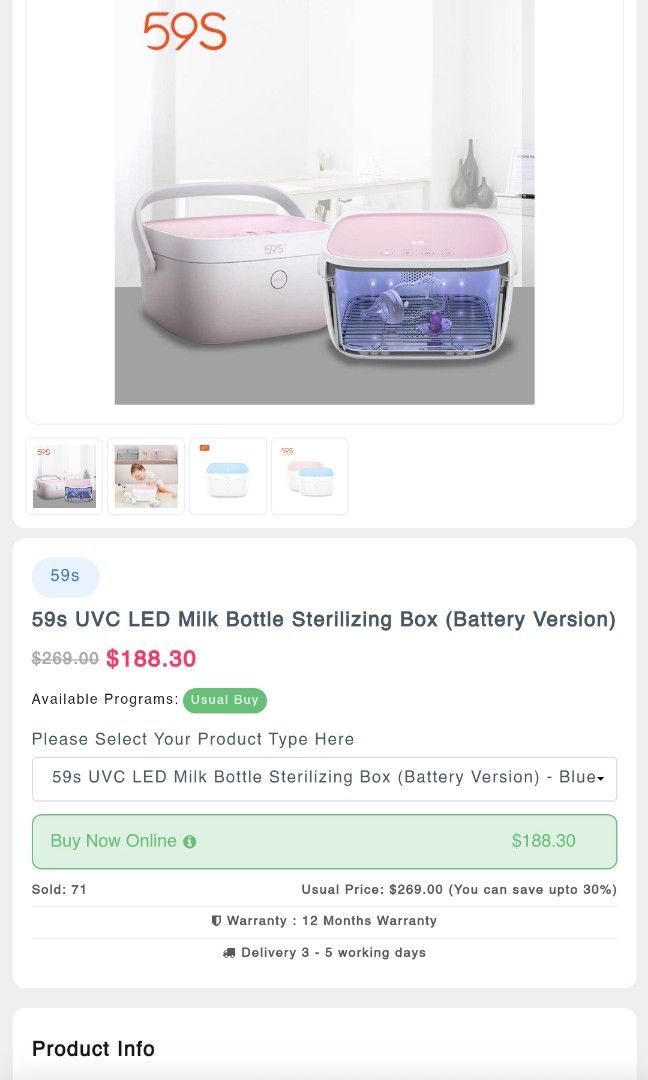 59s uvc led milk bottle sterilizing box top