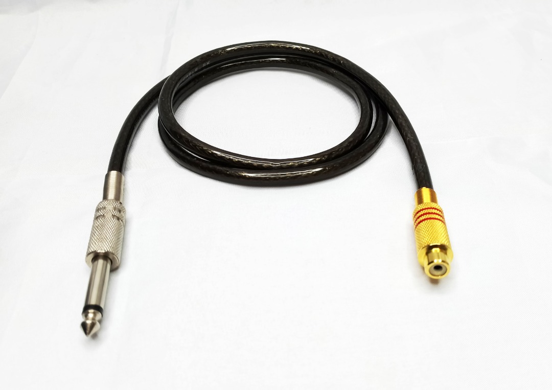 Rca To 1/4 1 PC Copper Right Angle RCA Female To 6.35mm Mono Male Guitar Audio Adapter RCA/Phono Female-RCA/Phono Male Home Audio Splitter Cables