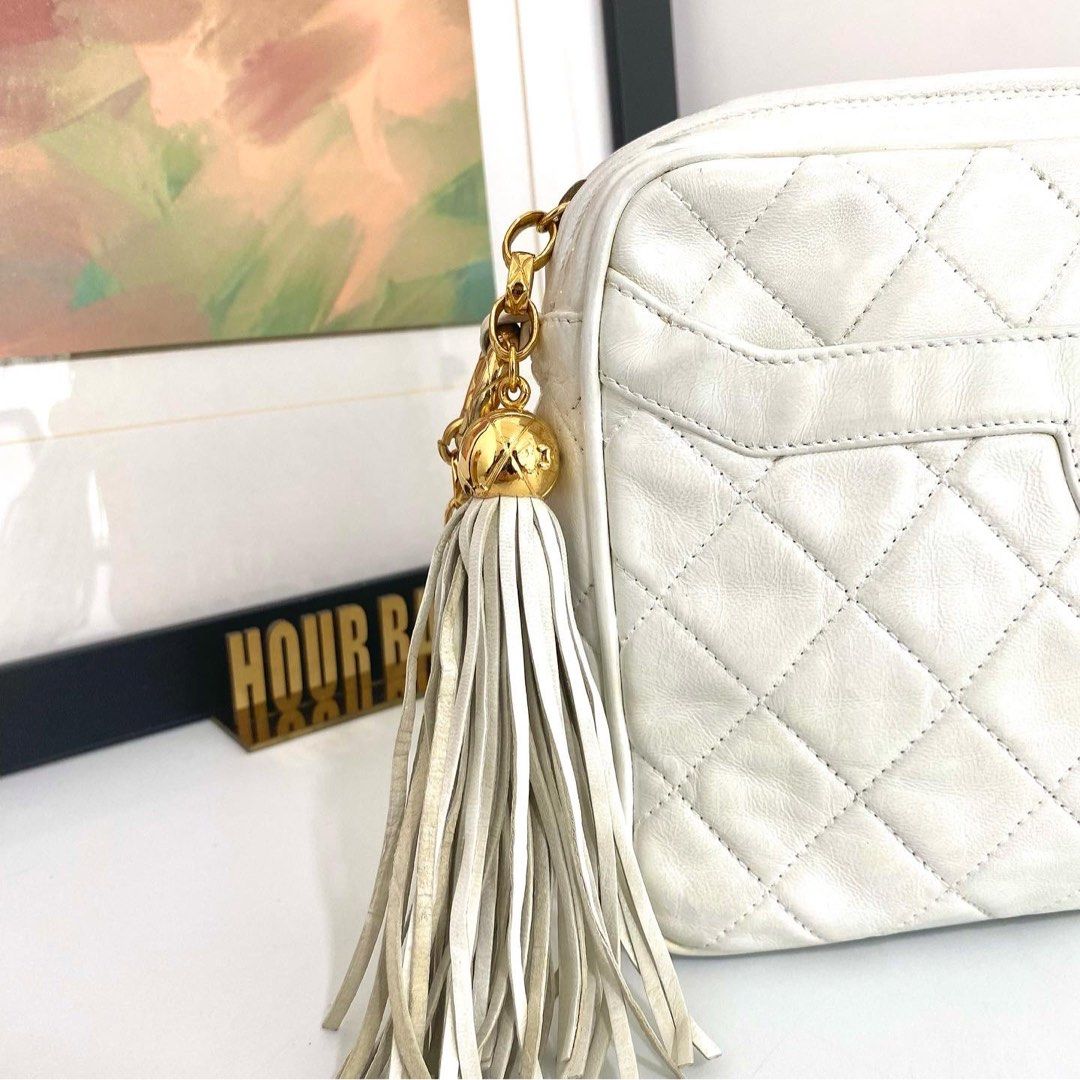 Chanel Camera Mini Quilted Vintage Rare Beige Nude Patent Cross Body Bag