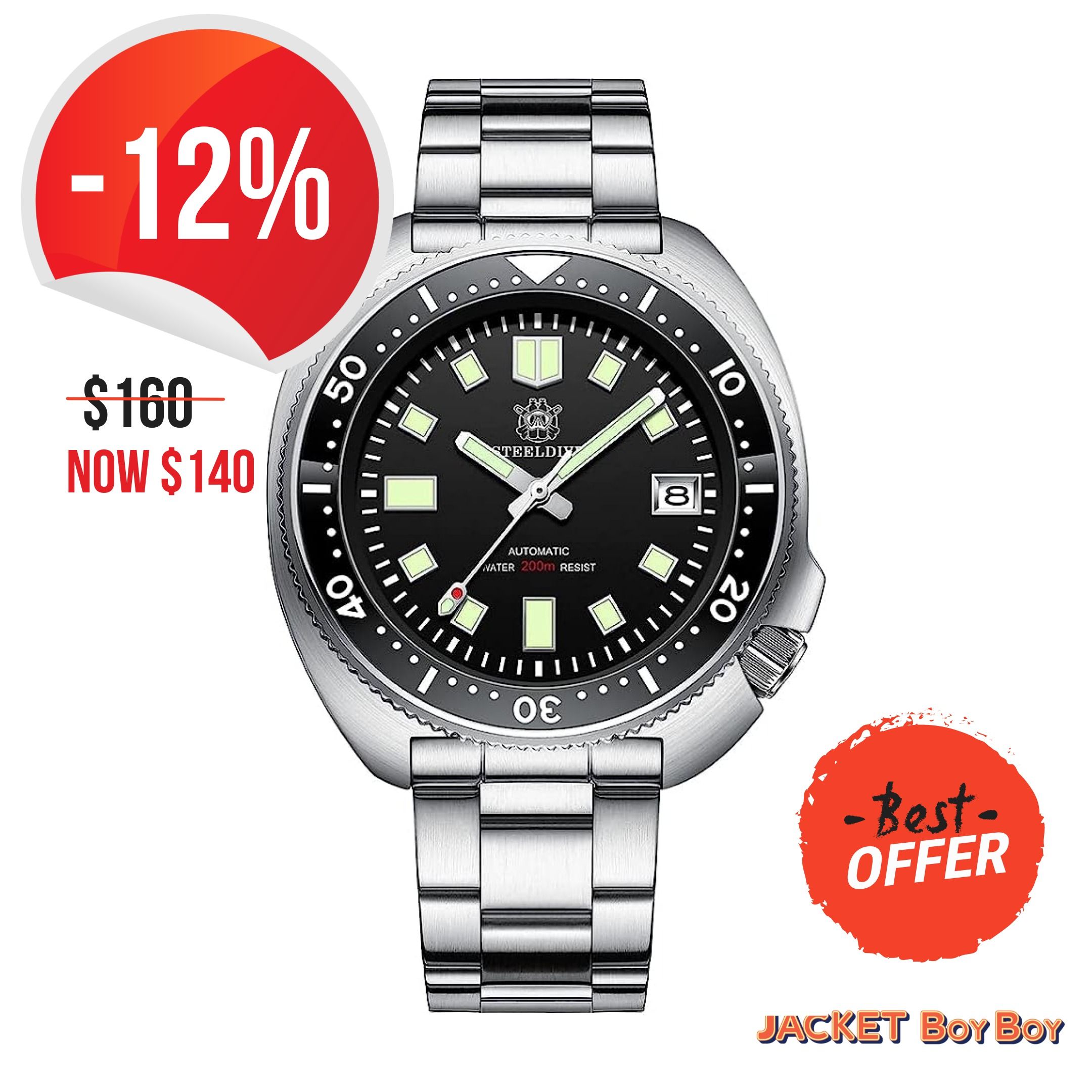 FIXED PRICE CLEARANCE SALE 12 OFF Steeldive SD1970 6105 NH35A Turtle Diver Ceramic Bezel Willard Watch