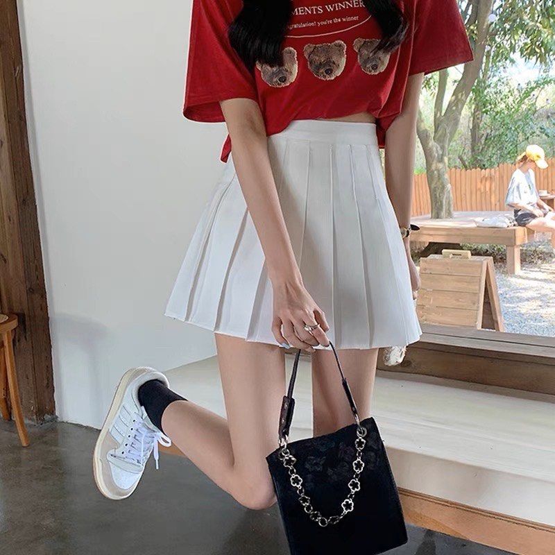 High waisted white skirt grey pants sales