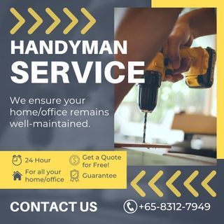 AFFORDABLE HANDYMAN Services

for HDB, Landed Houses,
Condominium, Shophouses and office . Installation,electrical,plumbing services,Drilling services