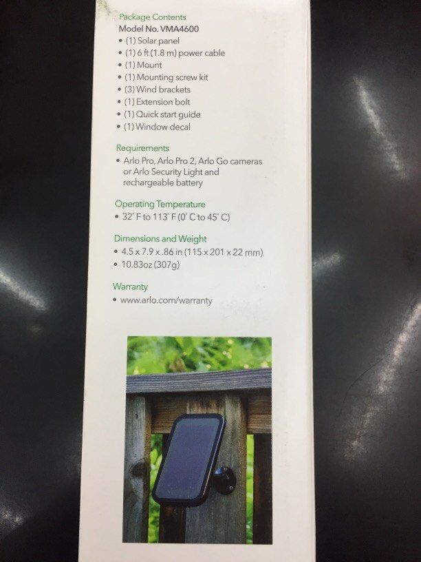 vma4600 solar panel arlo