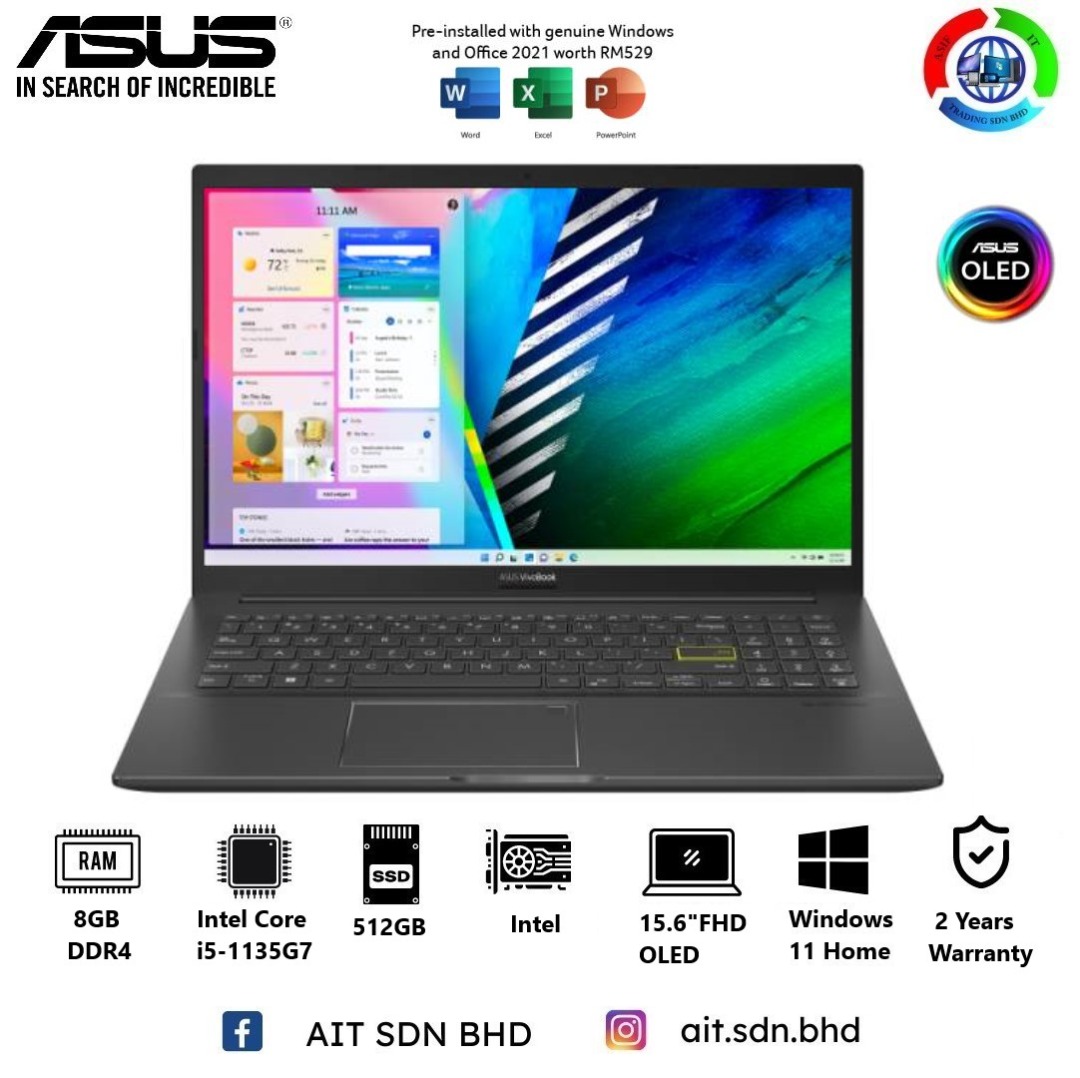 Asus VivoBook K513E-AL13093WS /Intel Core i5-1135G7 /8GB RAM /512GB SSD ...