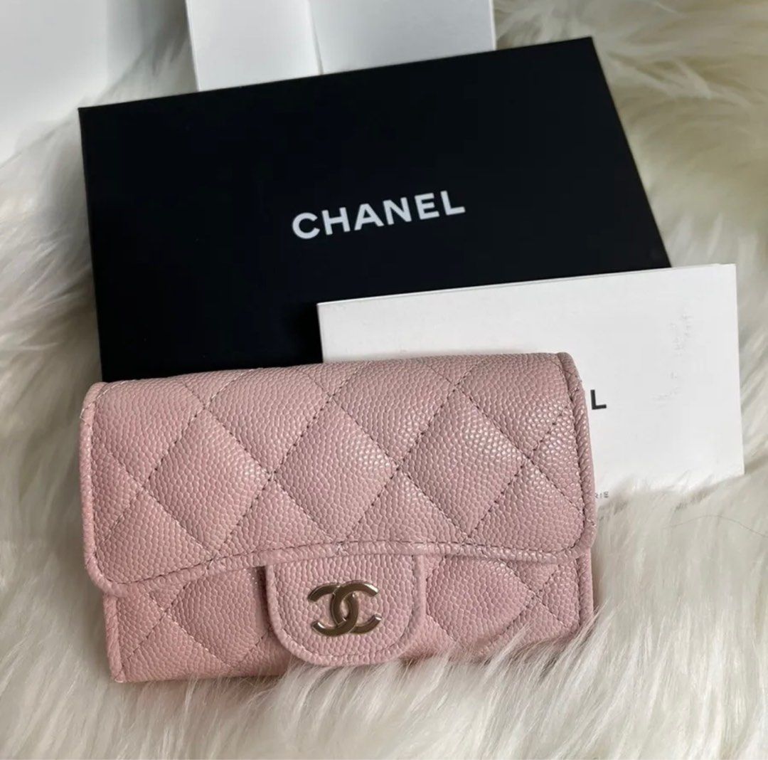 Authentic Chanel Classic Pink Flap Card Holder Wallet