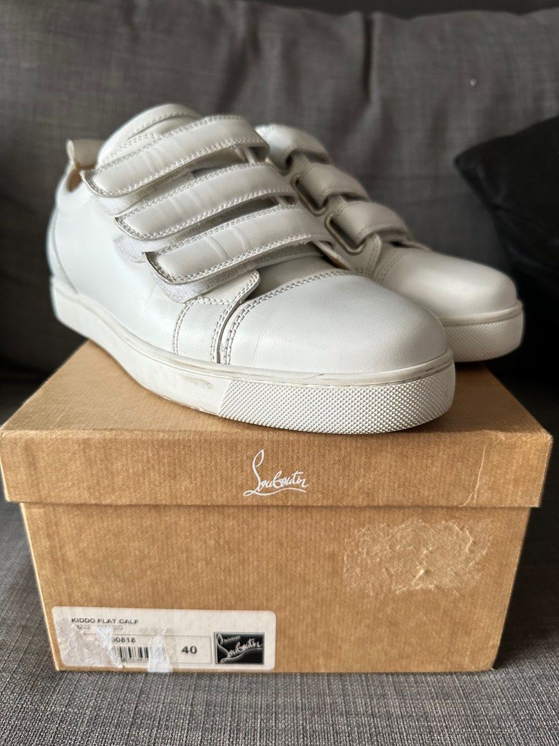 Christian Louboutin Ladies White Loupin Up Donna Flat Leather Sneakers,  Brand Size 39.5 ( US Size 9.5 ) 1220245 W414 - Shoes - Jomashop