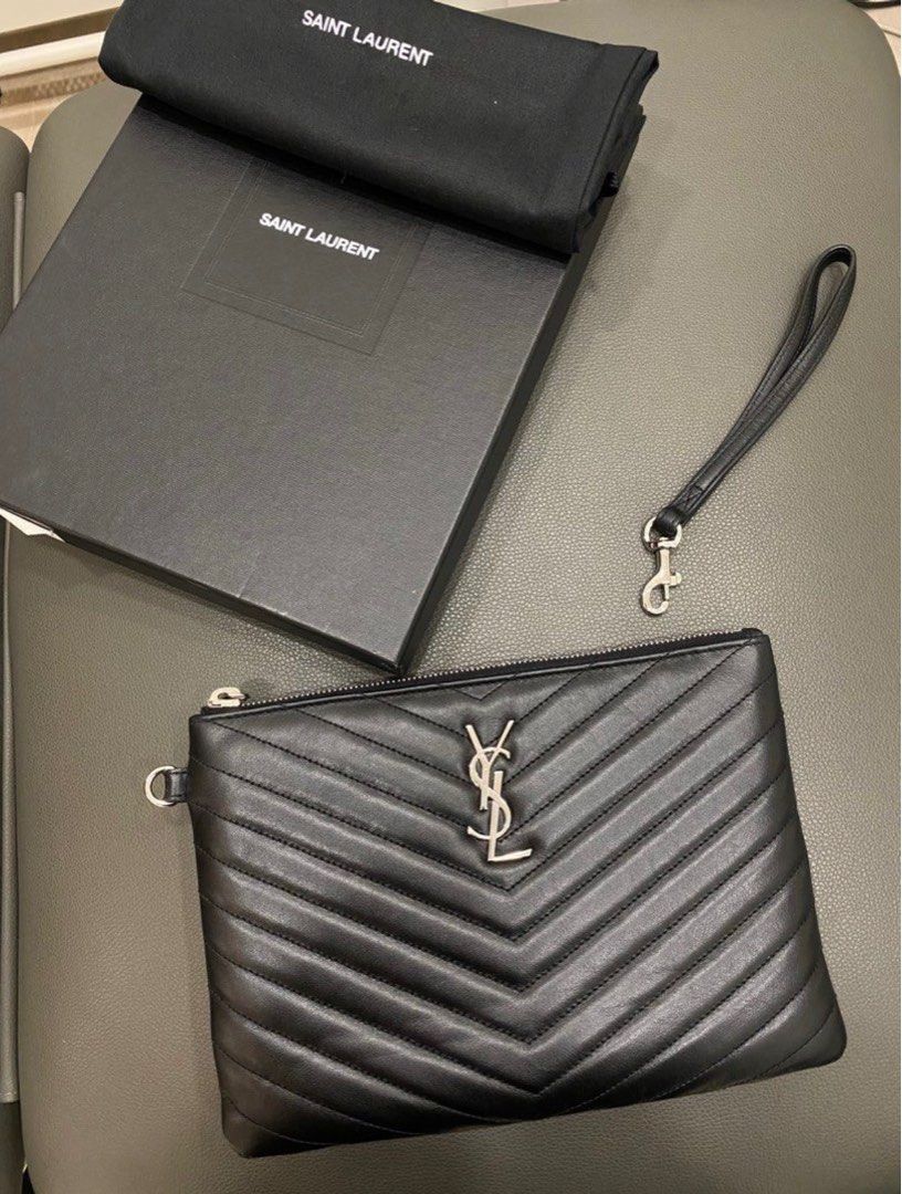 Authentic YSL black medium clutch