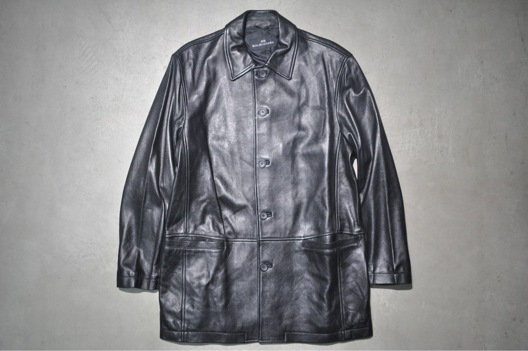 Flare Hourglass Leather Midi Coat in Black  Balenciaga  Mytheresa