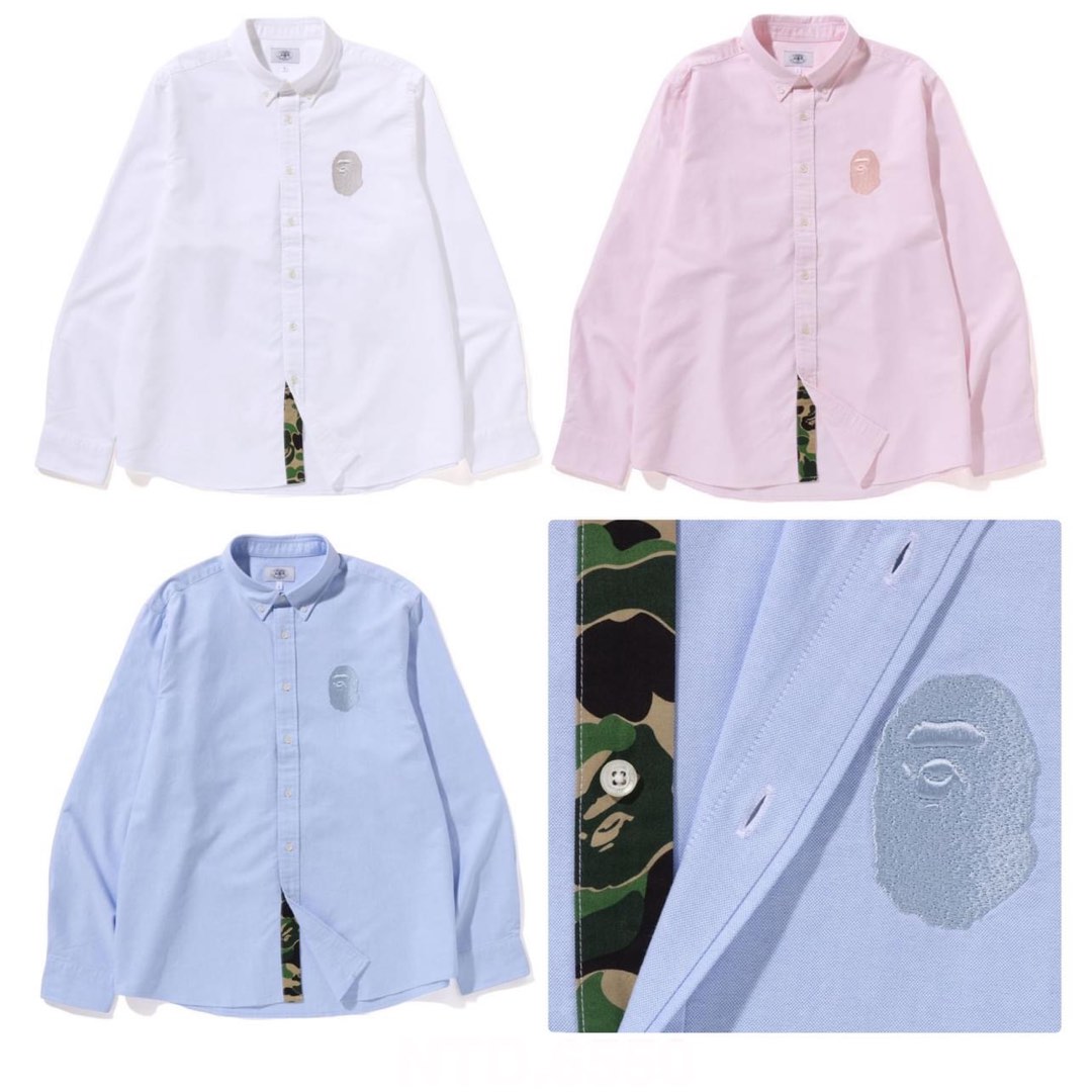 BAPE Ape Head Embroidery Oxford Shirt, Men's Fashion, Tops