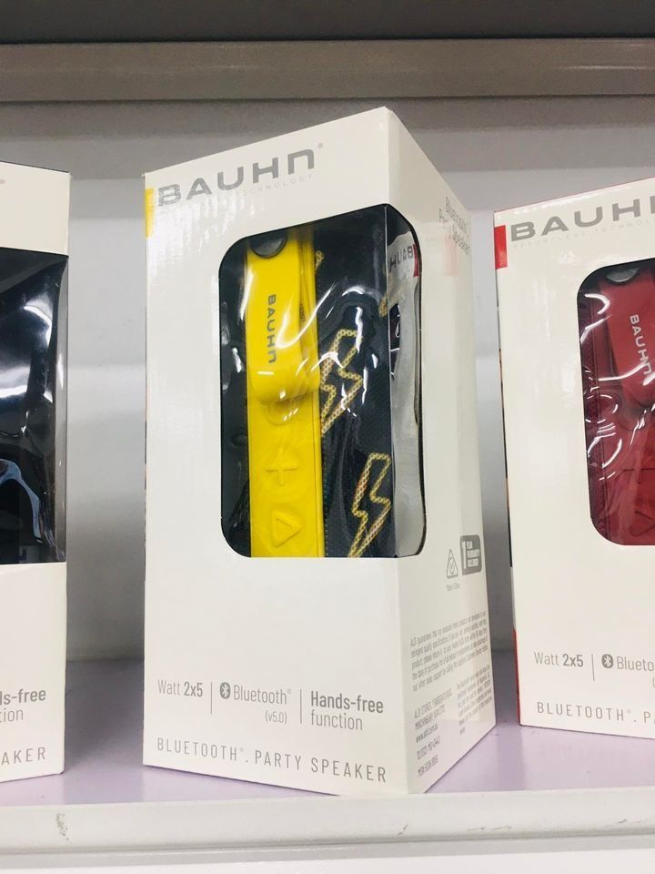 Bauhn Bluetooth Party Speaker (Category: Soundbars, Speakers & Amplifiers) located in Muntinlupa City. Submitted by aussie.surplustore (Listing ID 1242965594, Image 2). Description: Bauhn Bluetooth Party Speaker Price: Watt: 2x5 - P750 Watt: 2x3 - P550 Features: 🔊Wireless music transmission from smartphone or tablet (Bluetooth v5.0, transmission range approx.10m, depending on environmental conditions) 🔊Hands-free function 🔊Connect up to 50+spe