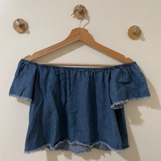 Bershka Off shoulder Denim Top