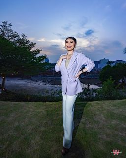 Blazer lilac ungu Double kancing mirip Zara