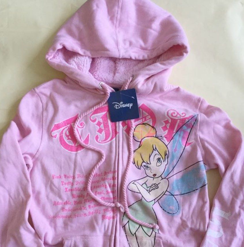 BN Disney Tinker bell pink Jacket with hood Adult Small Medium