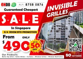 ✨BTO/Resales/Condominium Invisible Grilles/Aluminium Grilles/Sleek Grilles✨