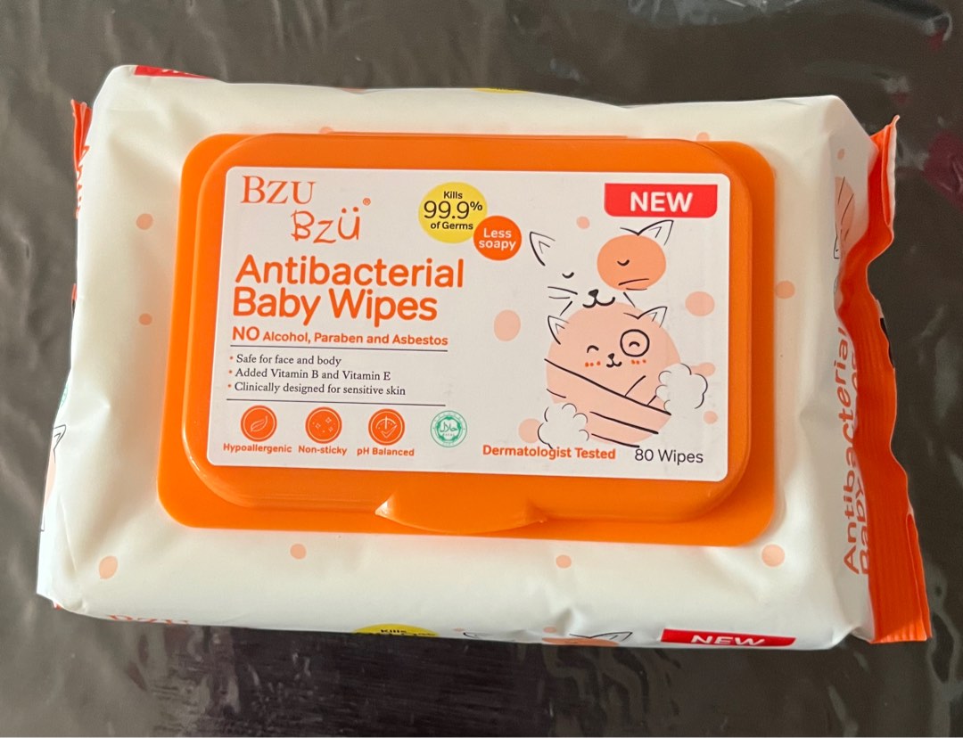 Bzu Bzu Antibacterial Baby Wipes 80’s, Babies & Kids, Bathing