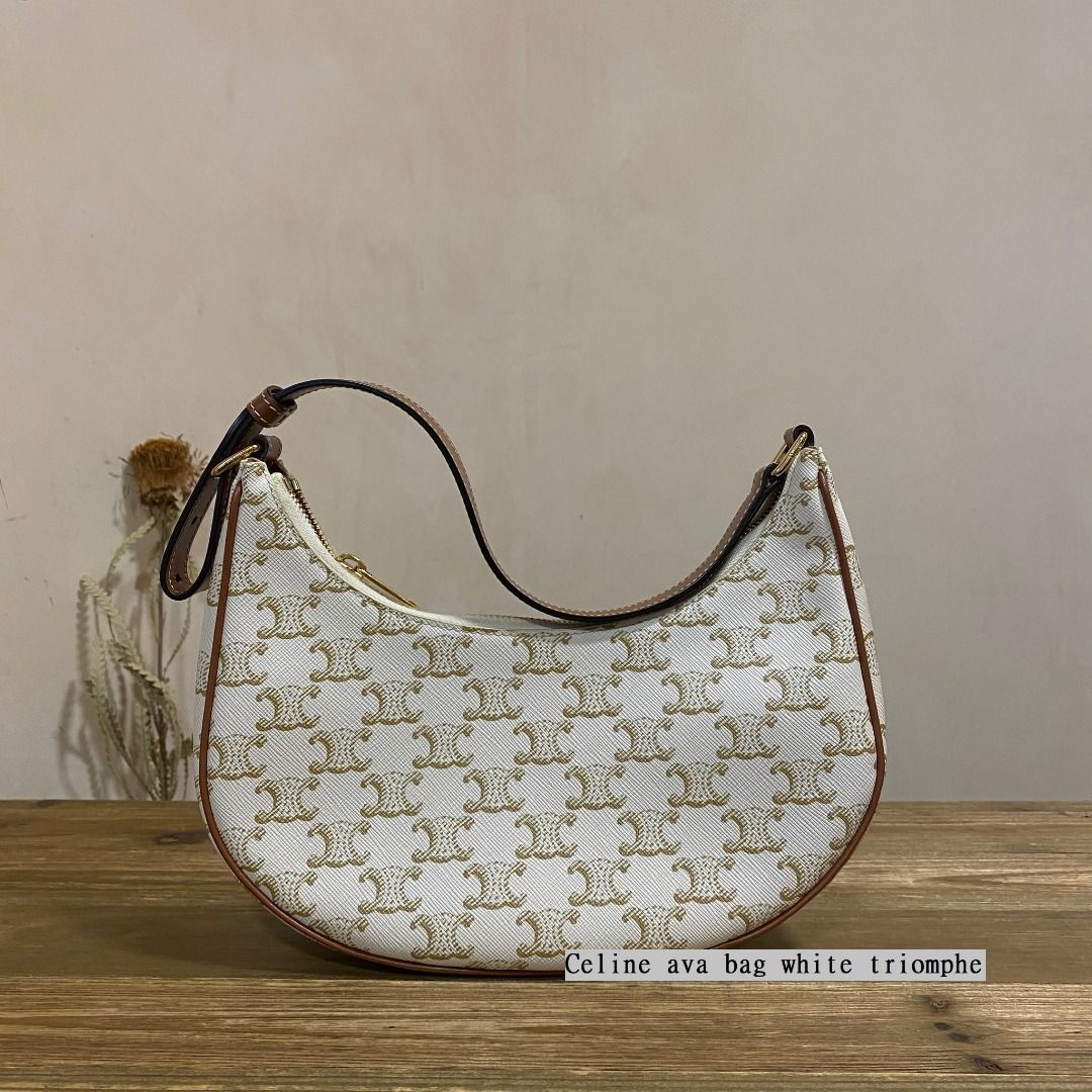 Celine Clutch on Chain in White Triomphe Canvas, Luxury, Bags & Wallets on  Carousell