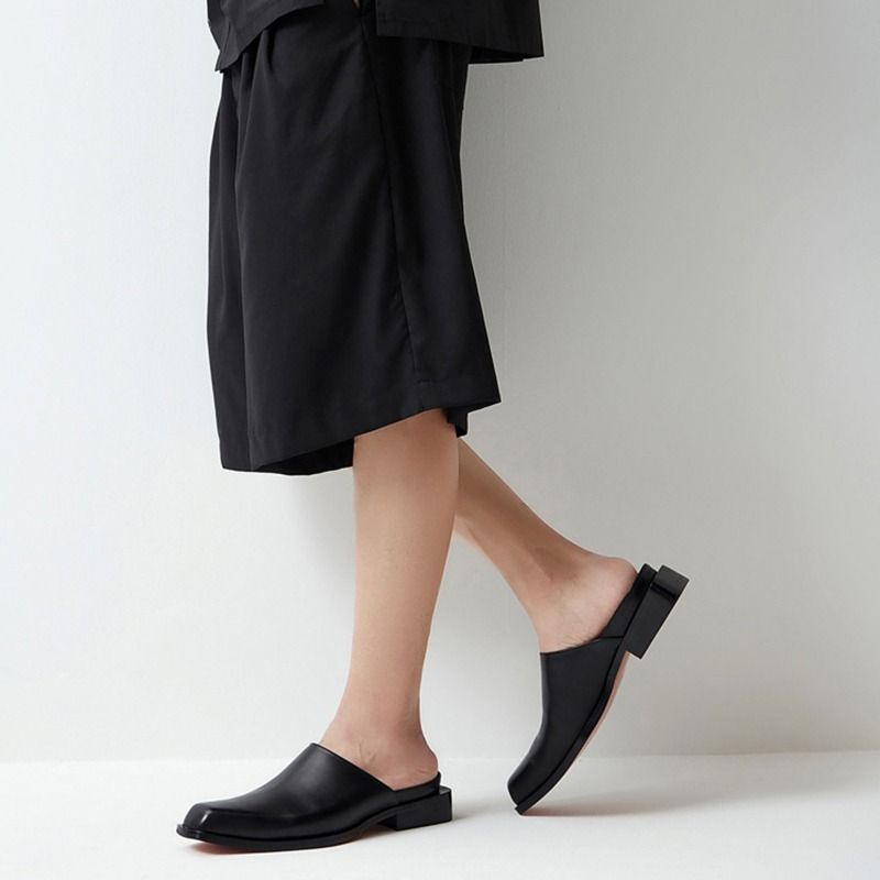 Mens leather shop mule shoes