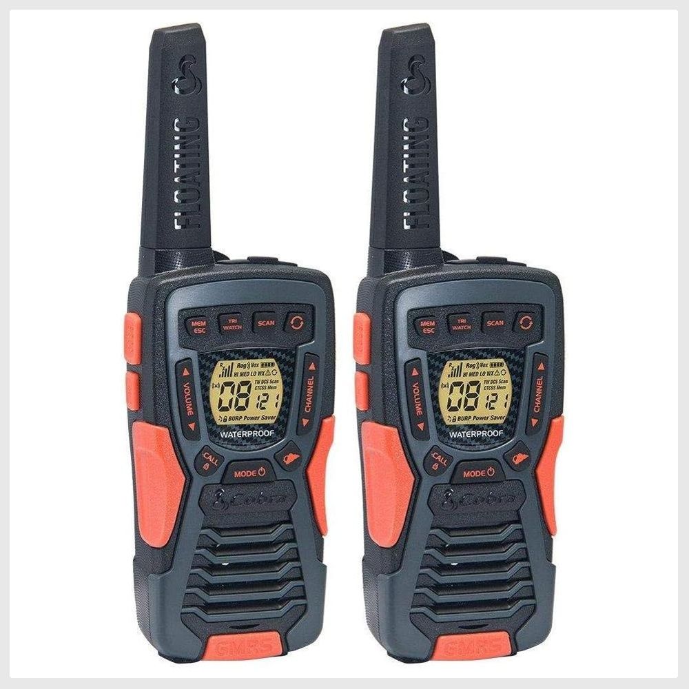 Talkies-walkies flottants Cobra ACXT1035R FLT pour adultes - Étanche, rechargeable, longue portée jusqu'à 60 km, radio bidirectionnelle avec alerte météo NOAA et fonction VOX, (lot de 2) (ACXT1035R FLT) (Radios), Téléphones portables