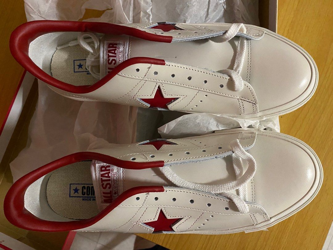 全新日本製converse one star J us 8.5白紅色, 男裝, 鞋, 波鞋- Carousell
