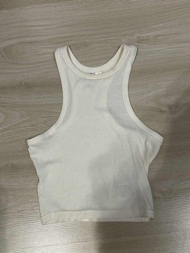 cream vest top, Women's Fashion, Tops, Sleeveless on Carousell