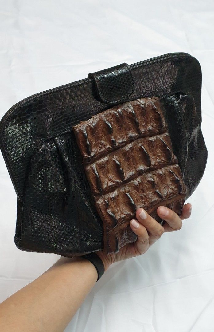 Crocodile with snake clutch (Category: Luxury Bags & Wallets) located in Quezon City. Submitted by ilovenystuff (Listing ID 1243022453, Image 3). Description: Crocodile with snakeskin clutch real crocodile skin.