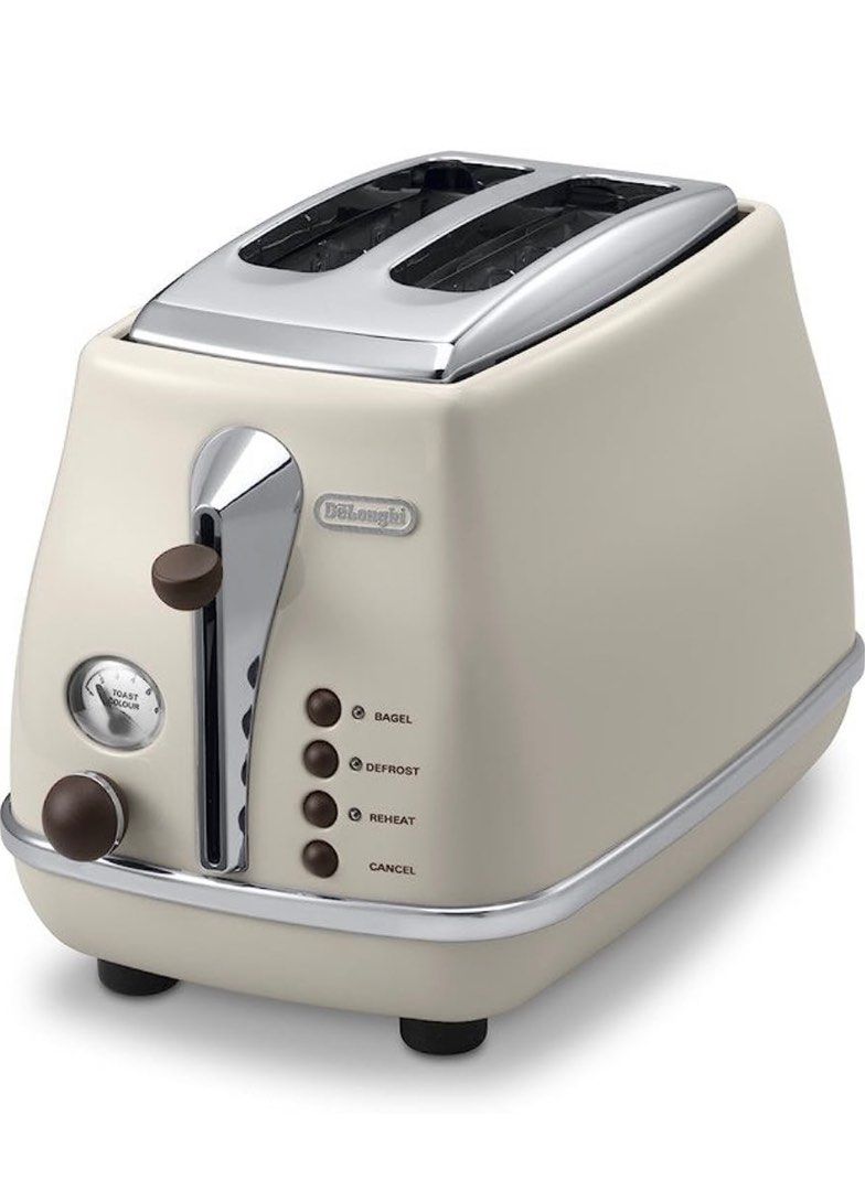 De'Longhi Icona Vintage Beige 2Slice Toaster with Lid, TV & Home