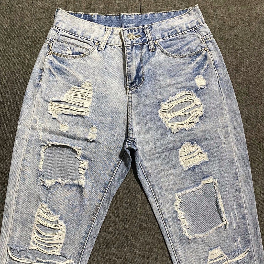 distressed tattered ripped baggy pants on Carousell