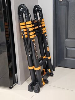 Double Sided Extra Heavy Duty Ladder - 2.5m + 2.5m (Black & Orange)