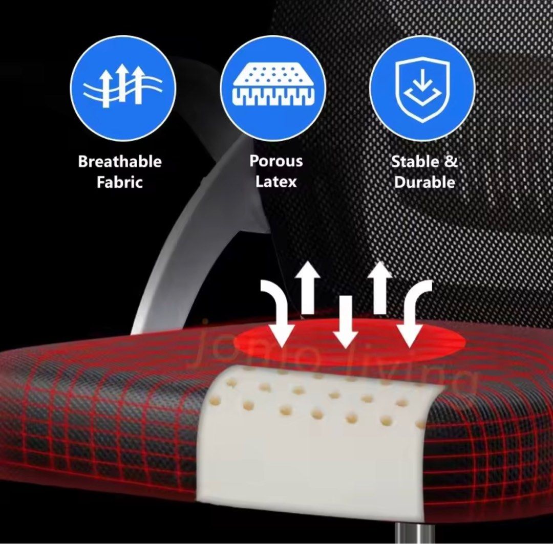 LENOBLE Ergonomic Office Chair (White), Furniture & Home Living