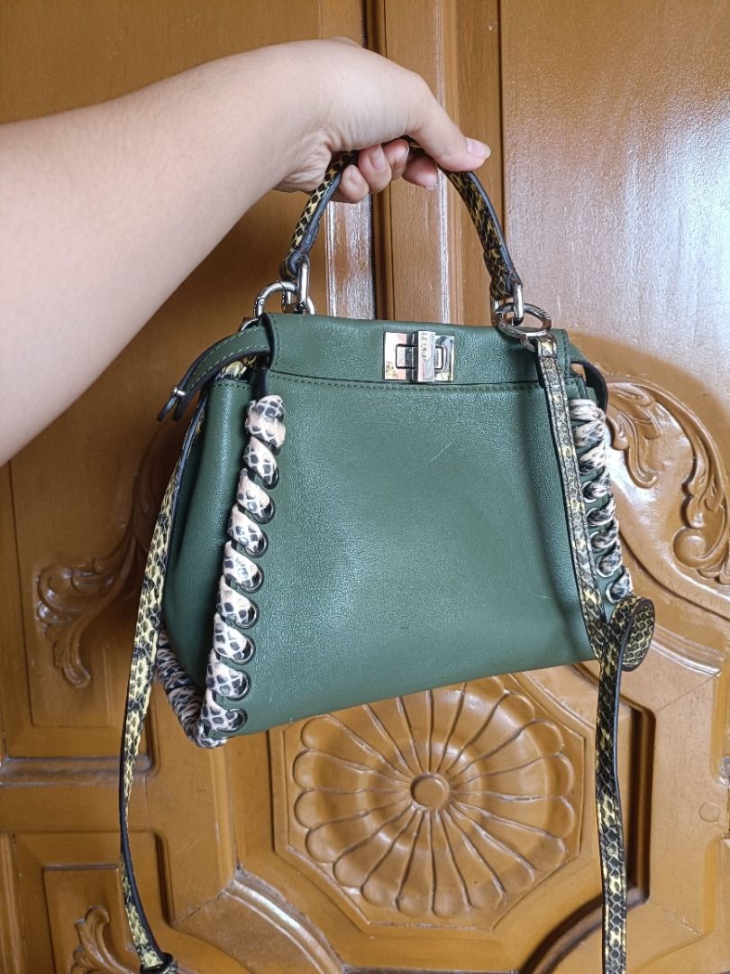 Fendi Peekaboo Olive Green Lace up phyton trim