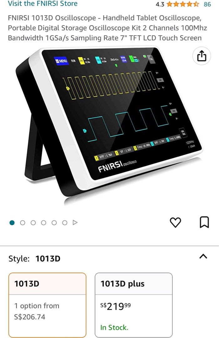 FNIRSI 1013D Oscilloscope - Handheld Tablet Oscilloscope, Portable ...