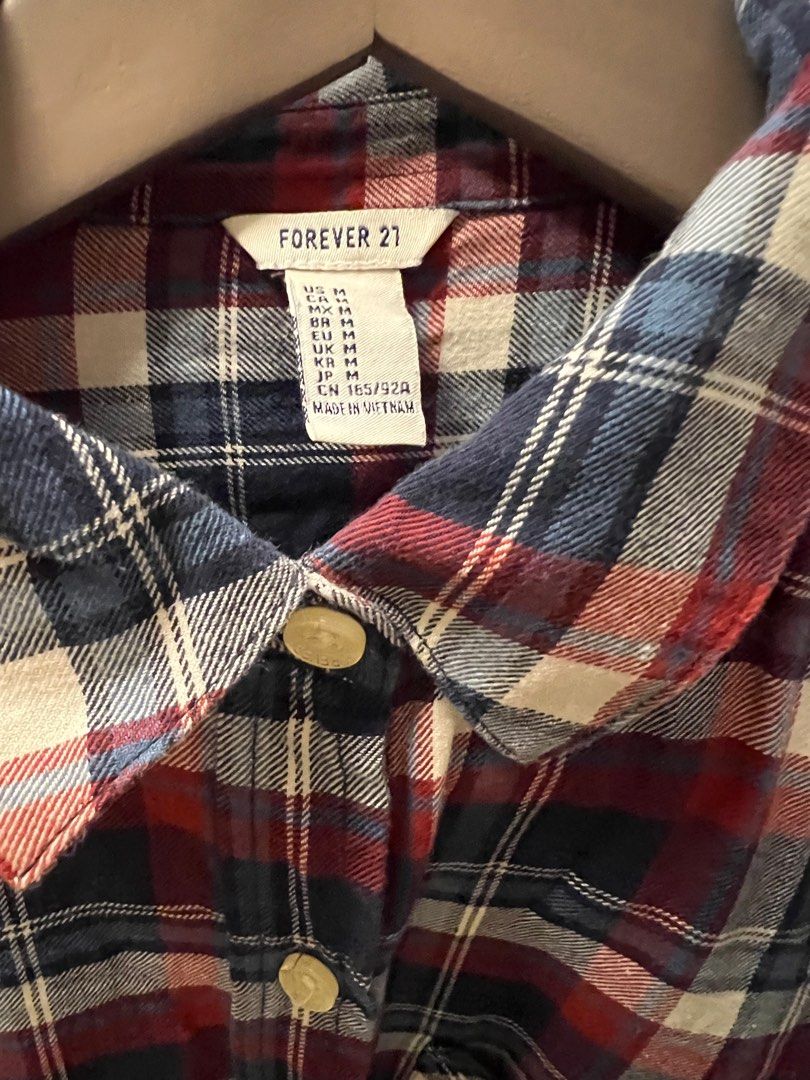 Forever 21 Gingham flannel shirt Women s Fashion Tops Shirts