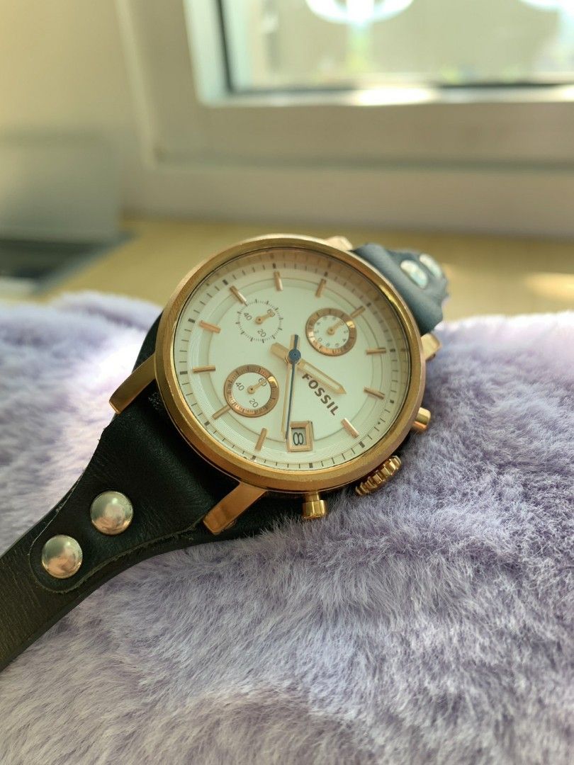 Analog Es 3838 Fossil Boyfriend Chronograph Silver Dial Ladies