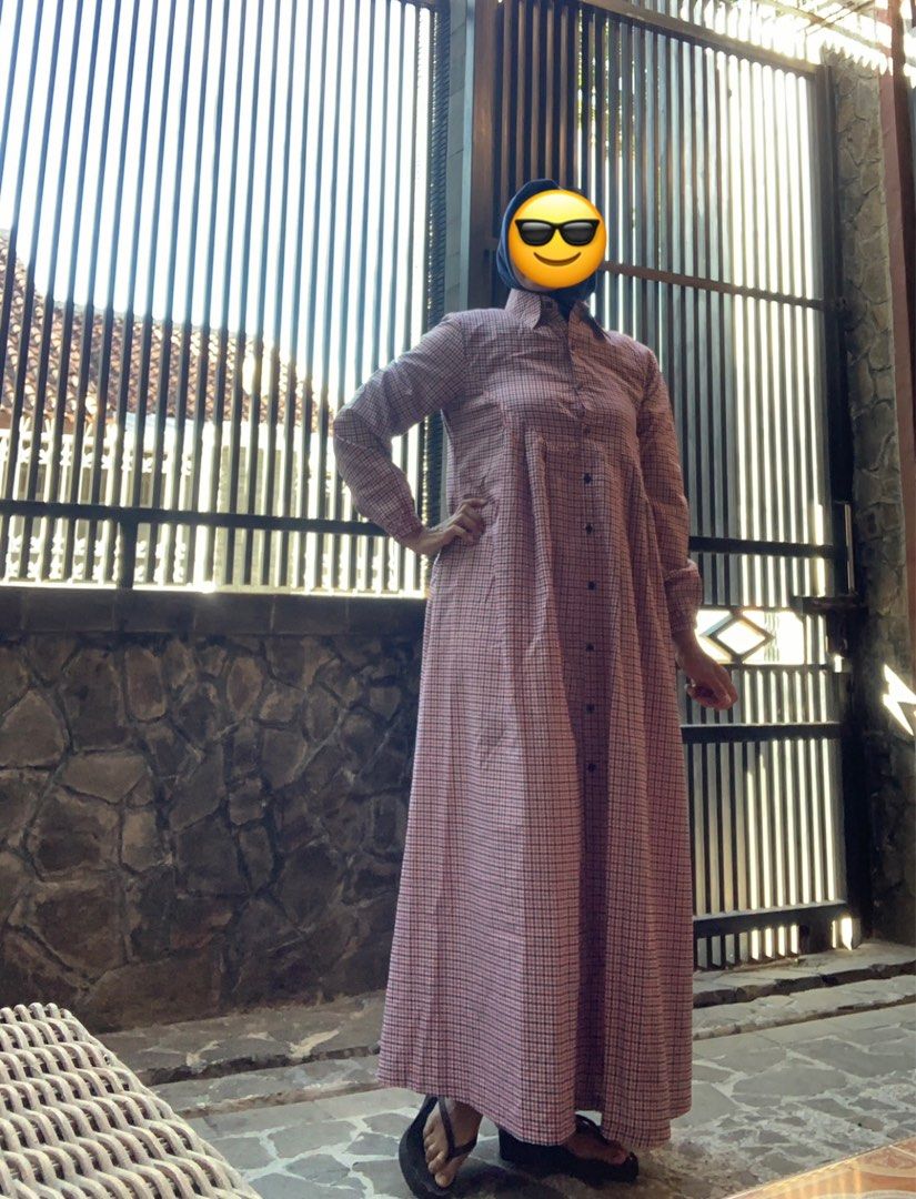 zanzea wanita o leher kemeja santai kotak kotak periksa gaun split hem kaftan gaun maxi