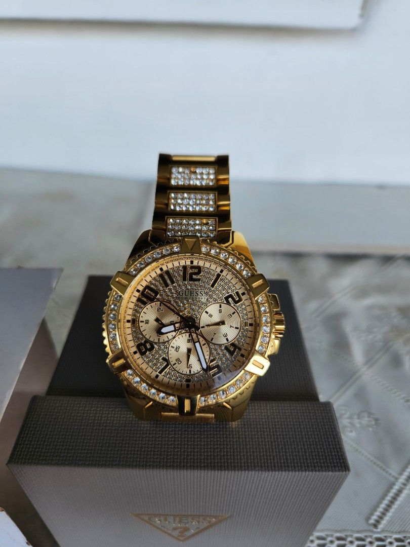 Gold diamond guess clearance watch
