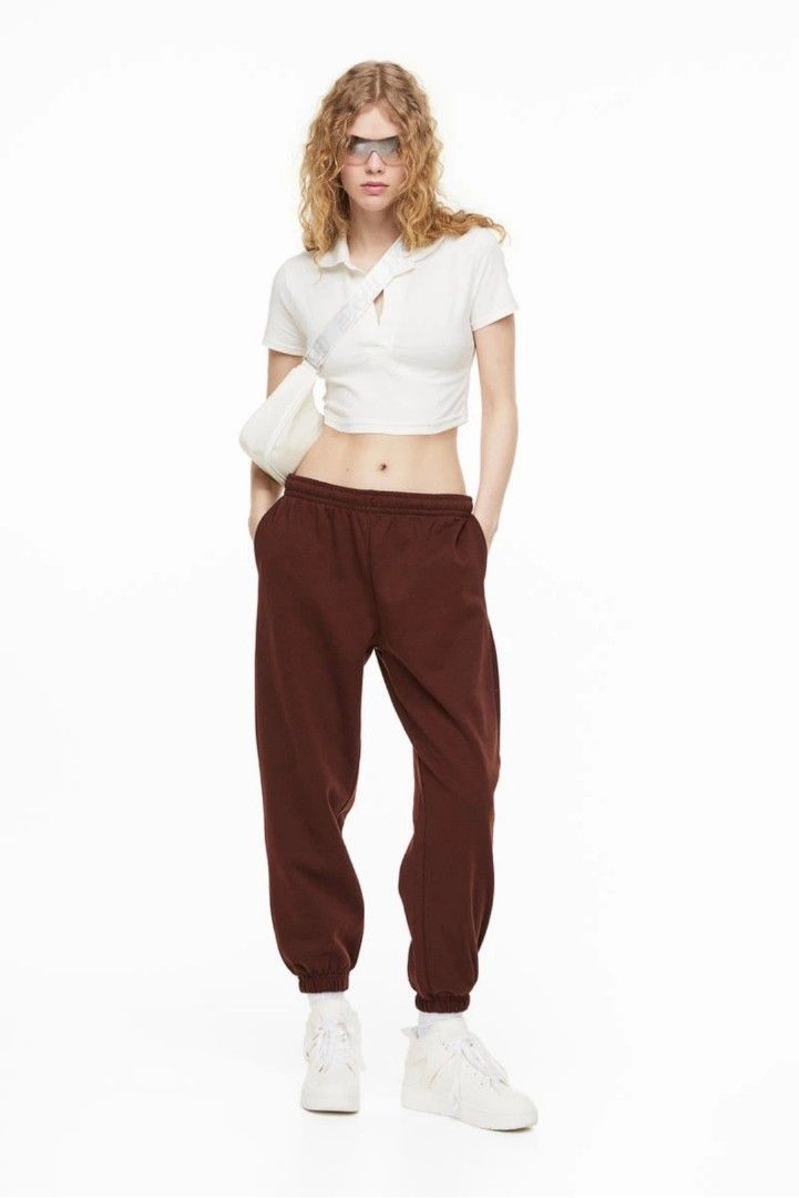 H M Brown Oversized Joggers Women s Fashion Bottoms Other Bottoms on Carousell