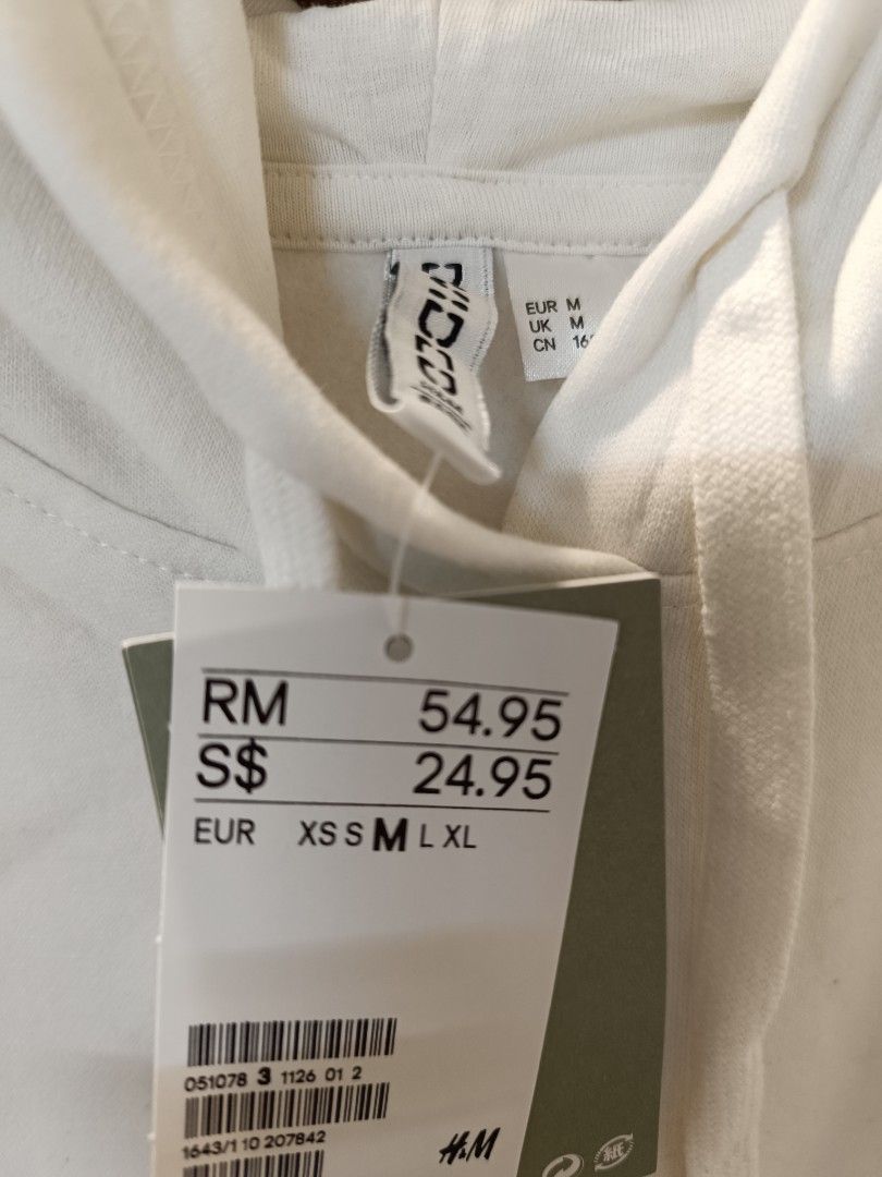 H M White Hoodies Women s Fashion Tops Longsleeves on Carousell