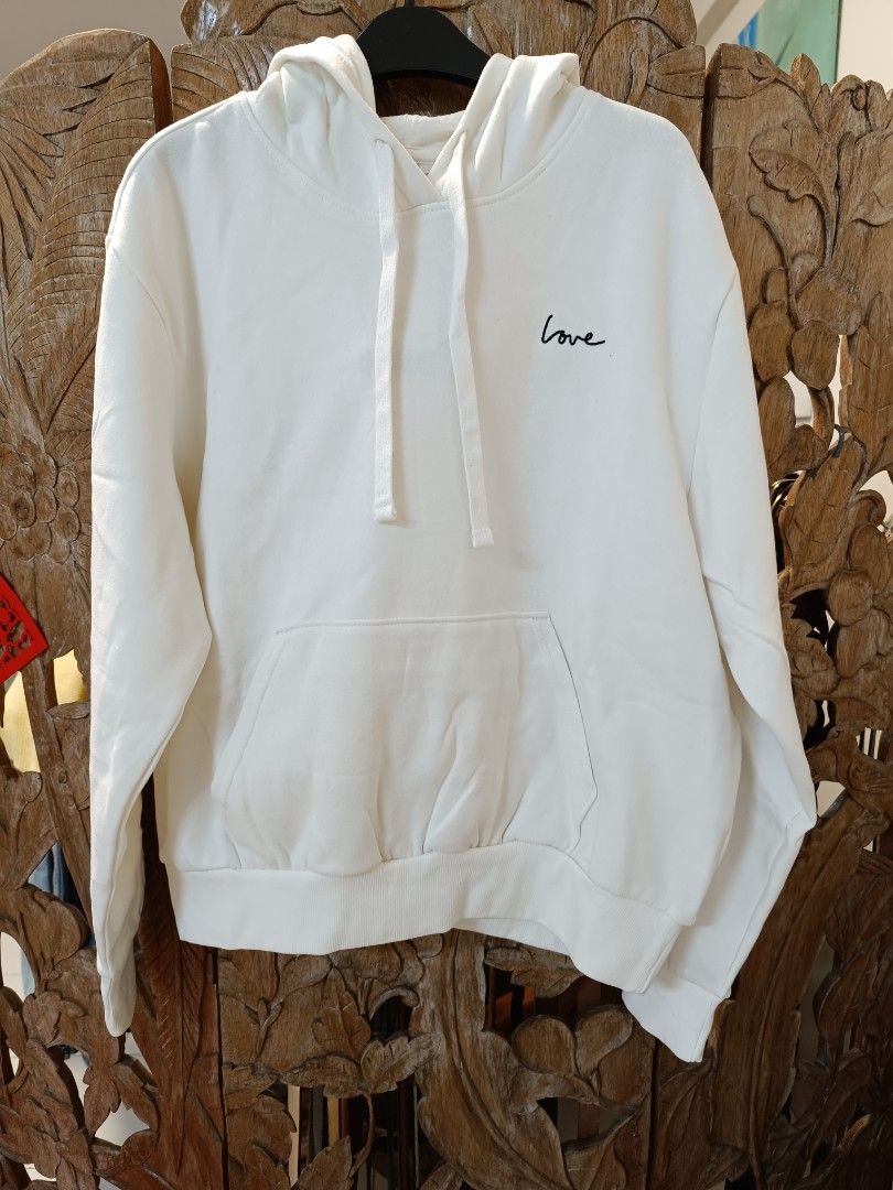 H&m white love hoodie on sale